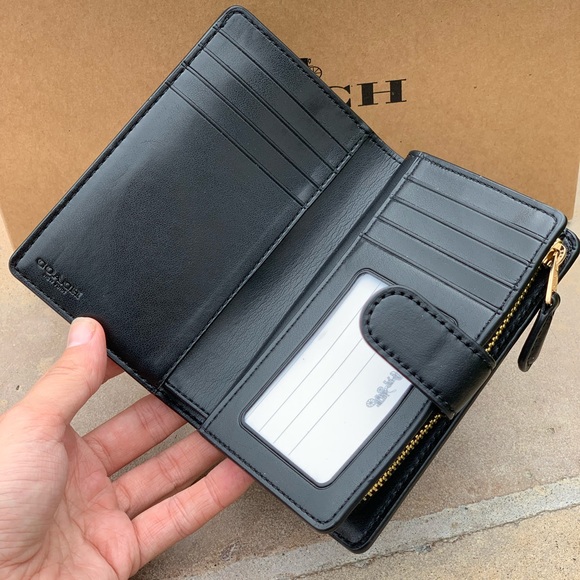 COACH Signature Brown Medium Corner Zip Wallet - Picture 5 of 7